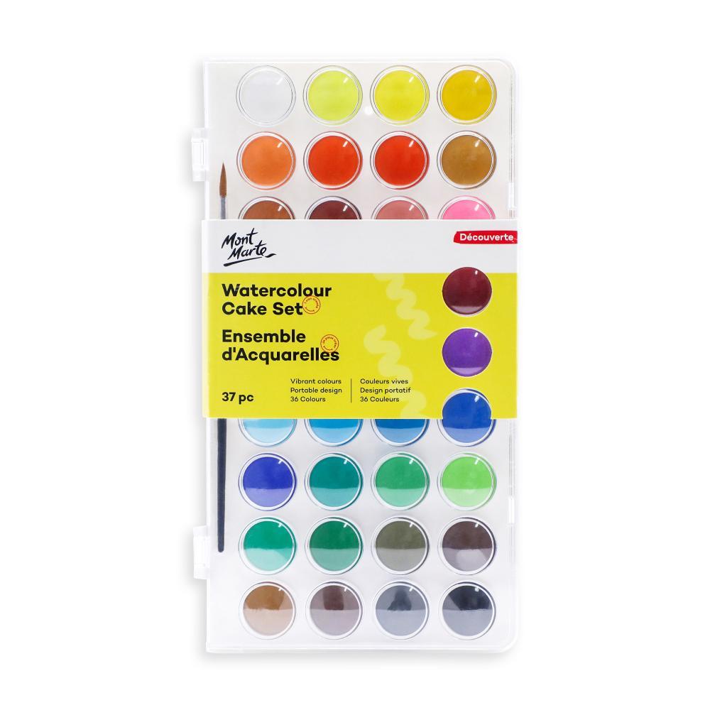 MONT MARTE Watercolour Paint Cake 36 Colour Set with Brush