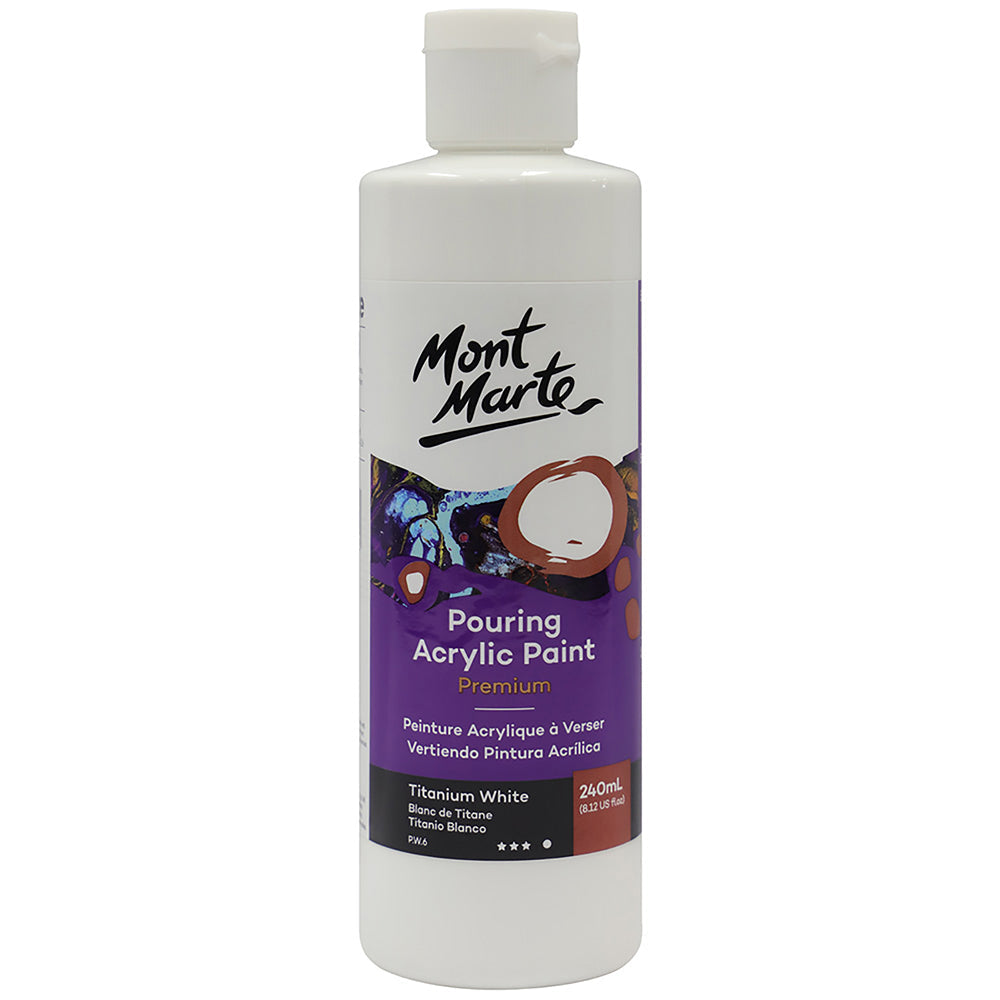 MONT MARTE Premium Pouring Acrylic Paint 240ml (8.12oz) - Titanium White