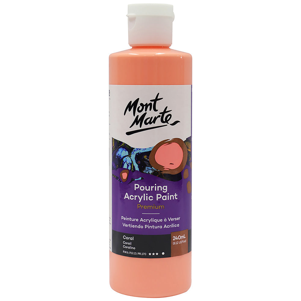 MONT MARTE Premium Pouring Acrylic Paint 240ml (8.12oz) - Coral