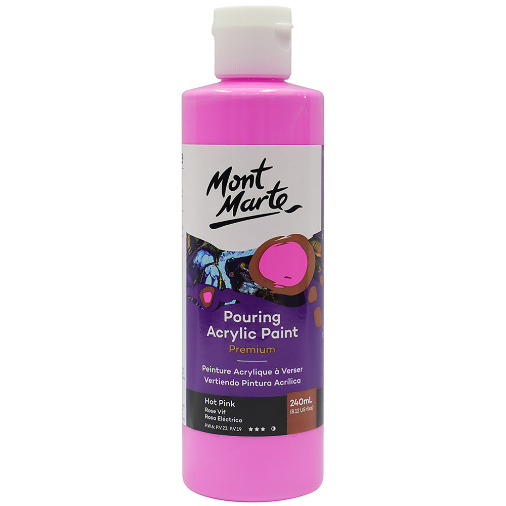 MONT MARTE Premium Pouring Acrylic Paint 240ml (8.12oz) - Hot Pink