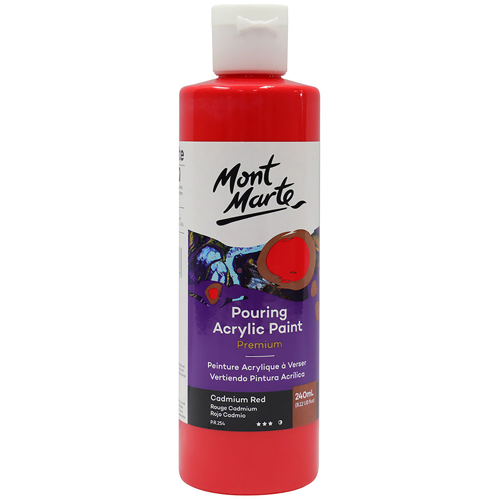 MONT MARTE Premium Pouring Acrylic Paint 240ml (8.12oz) - Cadmium Red