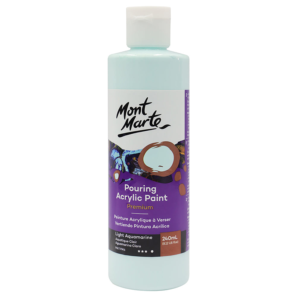 MONT MARTE Premium Pouring Acrylic Paint 240ml (8.12oz) - Light Aquamarine