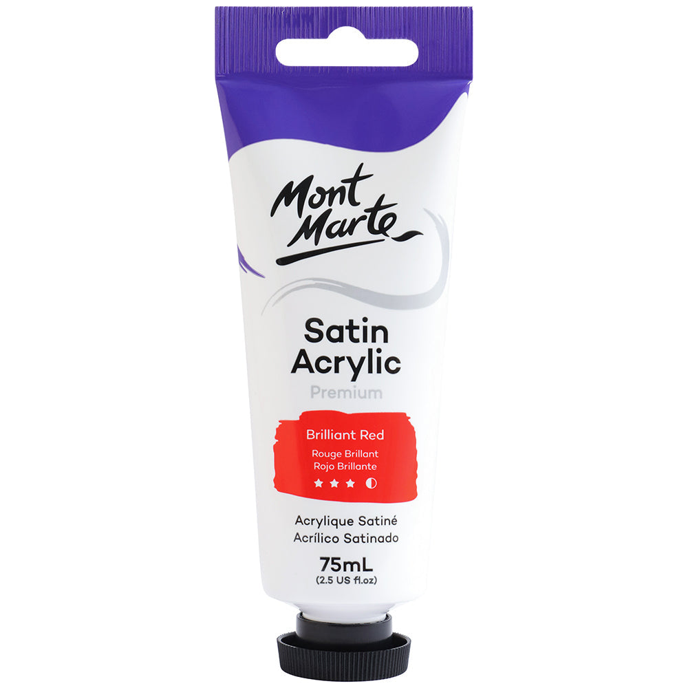 MONT MARTE Satin Acrylic Paint - 75ml - Brilliant Red