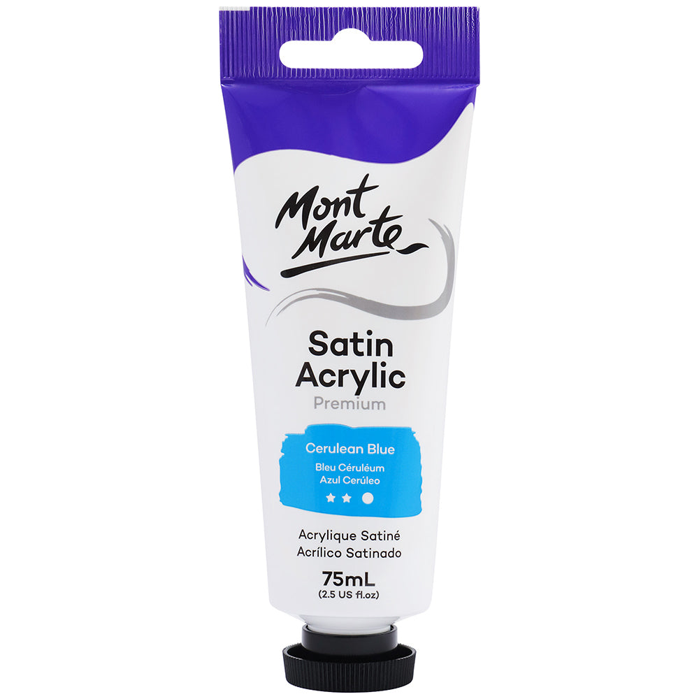 MONT MARTE Satin Acrylic Paint - 75ml - Cerulean Blue