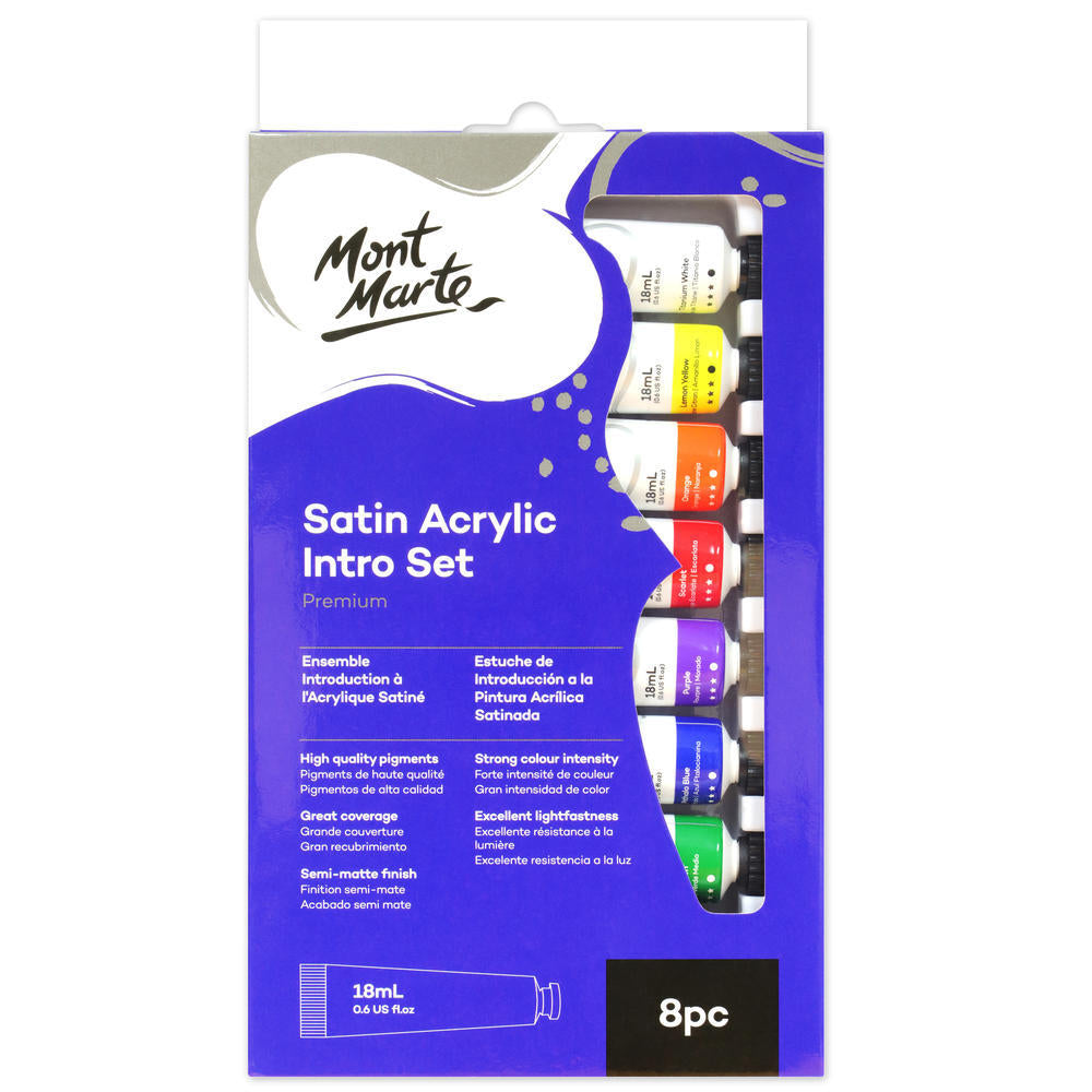 MONT MARTE Satin Acrylic Paint Intro Set - 18ml each - 8pcs