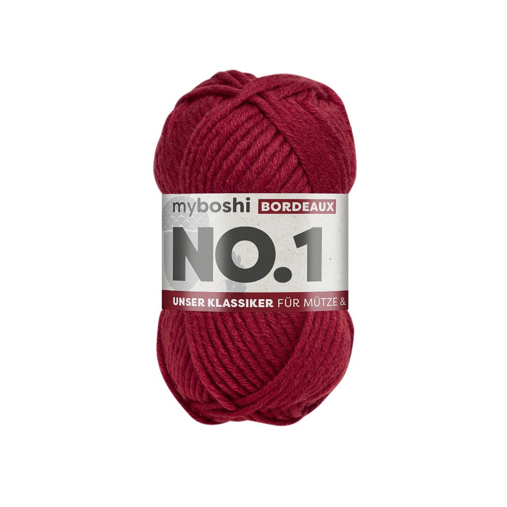 MYBOSHIYARNS No.1 Bordeaux - 50 g (1.76 oz) - 55 m (60 yds) - Medium 4-Weight (Red)