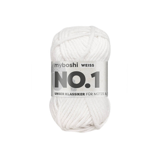 MYBOSHIYARNS No.1 White - 50 g (1.76 oz) - 55 m (60 yds) - Medium 4-Weight (White)