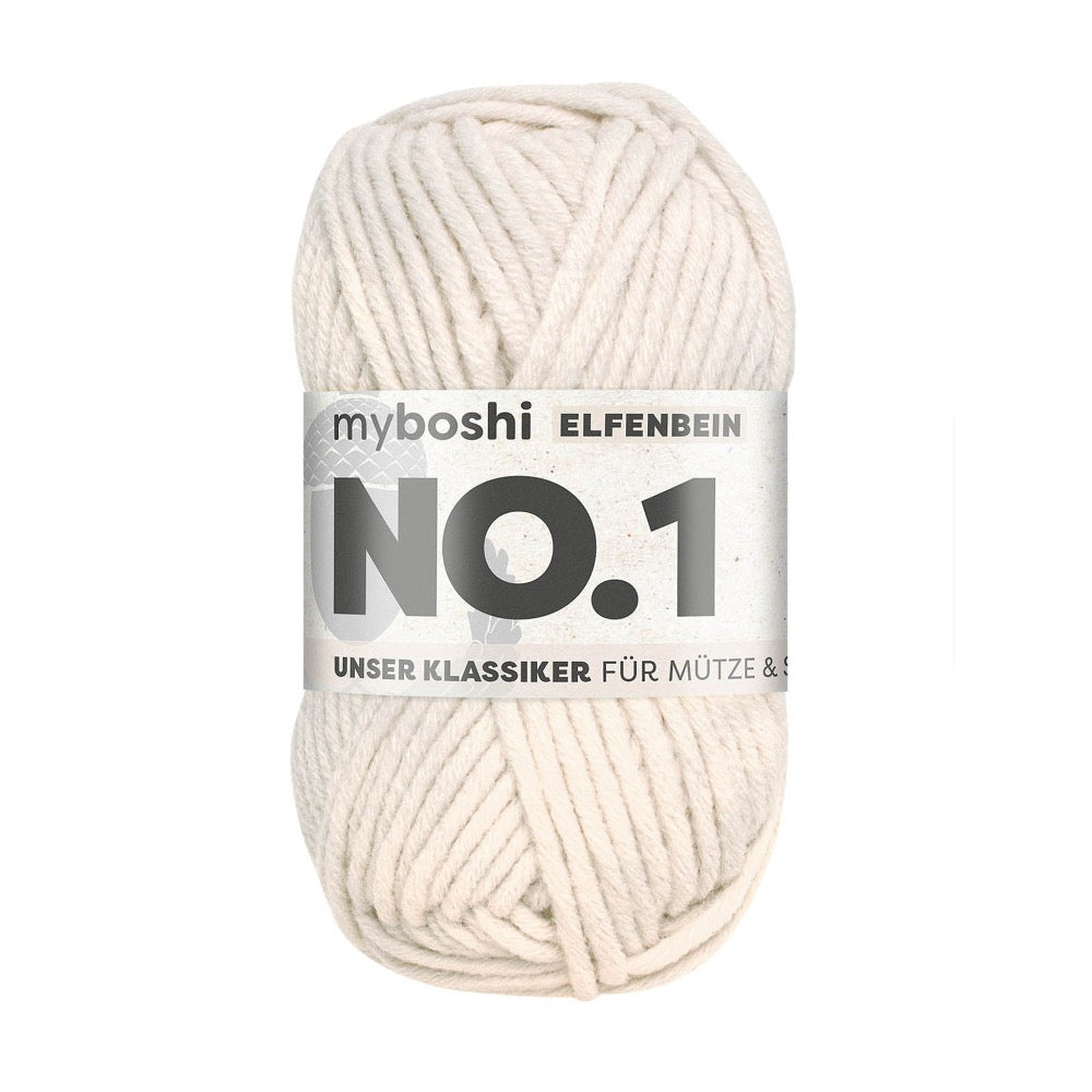 MYBOSHIYARNS No.1 Ivory - 50 g (1.76 oz) - 55 m (60 yds) - Medium 4-Weight (White)
