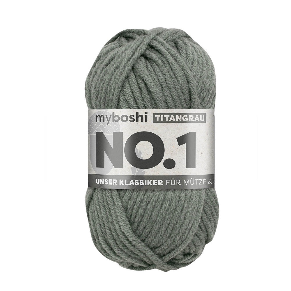 MYBOSHIYARNS No.1 Titanium-Grey - 50 g (1.76 oz) - 55 m (60 yds) - Medium 4-Weight (Grey)
