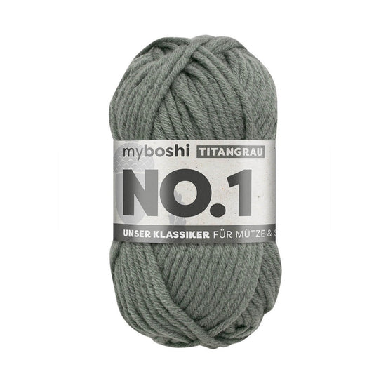 MYBOSHIYARNS No.1 Titanium-Grey - 50 g (1.76 oz) - 55 m (60 yds) - Medium 4-Weight (Grey)