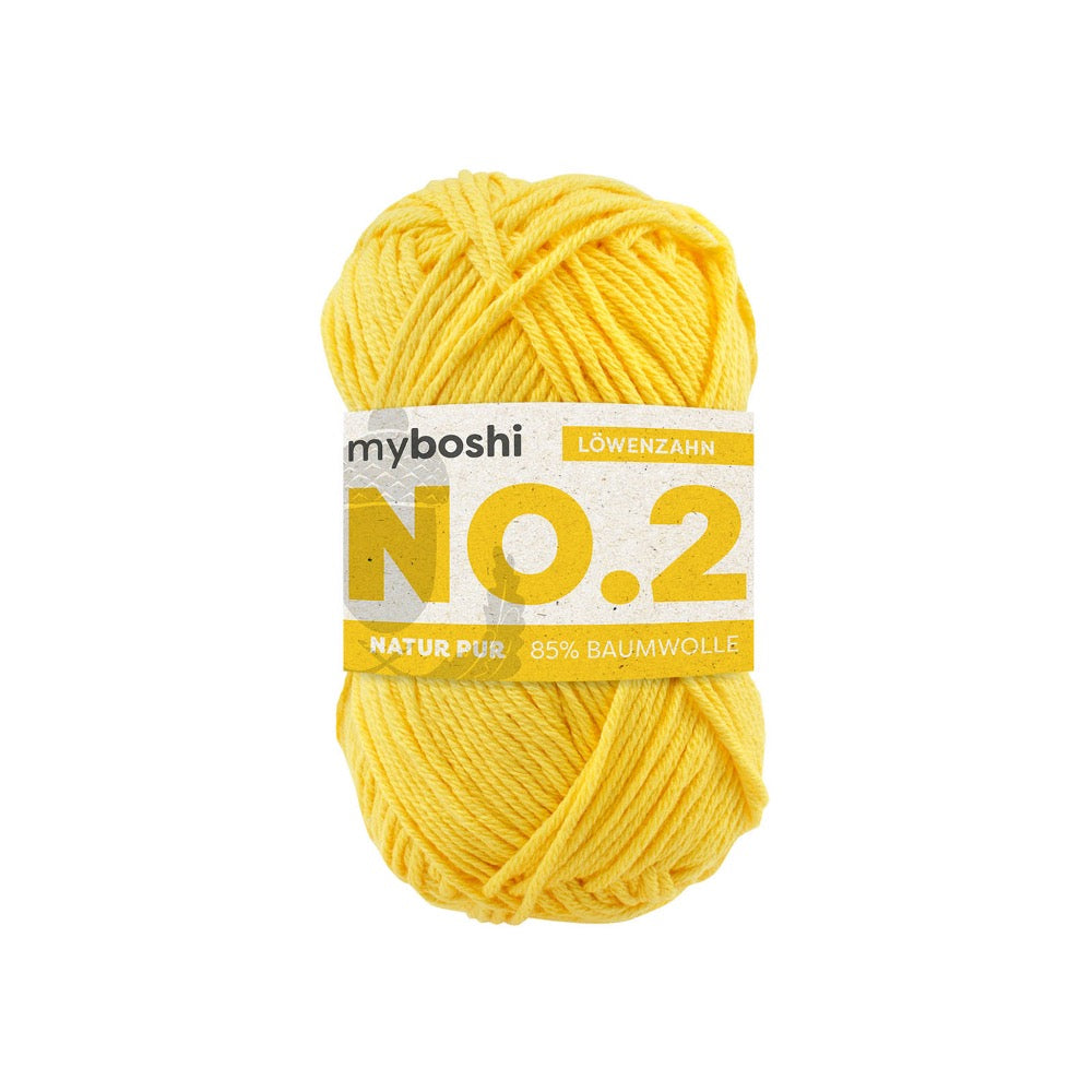 MYBOSHIYARNS No.2 Dandelion - 50 g (1.76 oz) - 100 m (109 yds) - Light 3-Weight (Yellow)