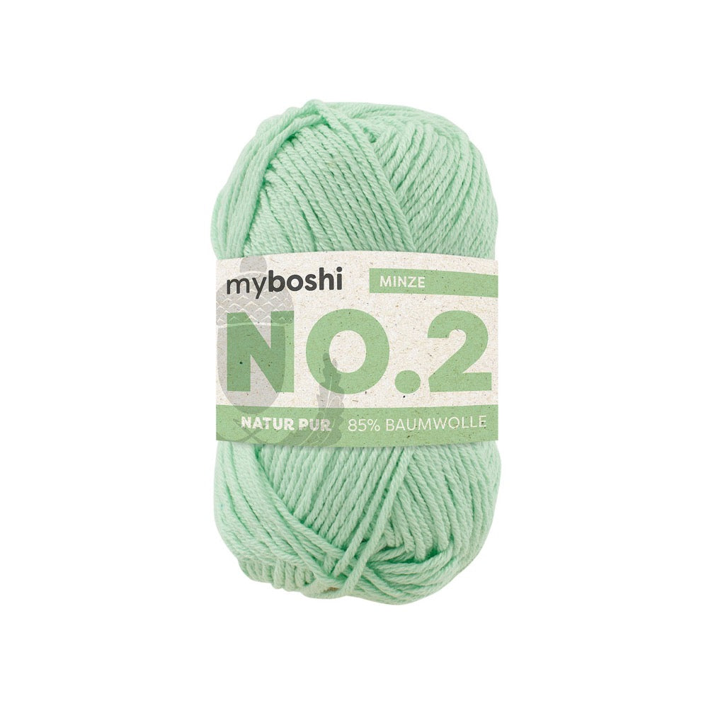 MYBOSHIYARNS No.2 Mint - 50 g (1.76 oz) - 100 m (109 yds) - Light 3-Weight (Green)