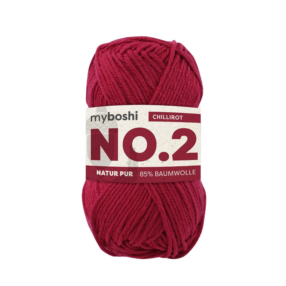 MYBOSHIYARNS No.2 Chili-Red - 50 g (1.76 oz) - 100 m (109 yds) - Light 3-Weight (Red)