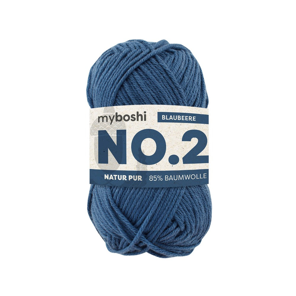 MYBOSHIYARNS No.2 Blueberry - 50 g (1.76 oz) - 100 m (109 yds) - Light 3-Weight (Blue)