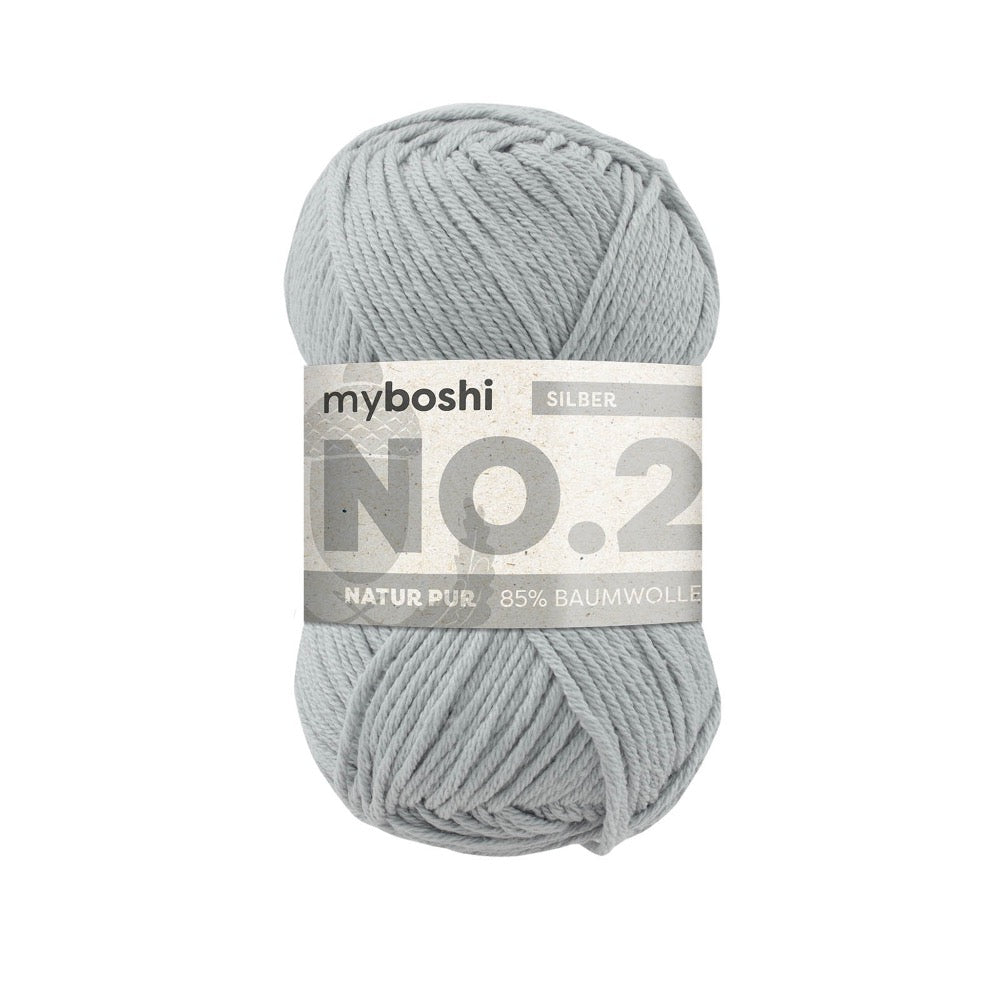 MYBOSHIYARNS No.2 Silver - 50 g (1.76 oz) - 100 m (109 yds) - Light 3-Weight (Grey)