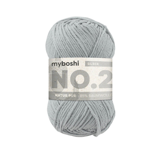 MYBOSHIYARNS No.2 Silver - 50 g (1.76 oz) - 100 m (109 yds) - Light 3-Weight (Grey)