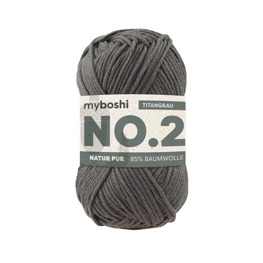 MYBOSHIYARNS No.2 Titanium-Grey - 50 g (1.76 oz) - 100 m (109 yds) - Light 3-Weight (Grey)