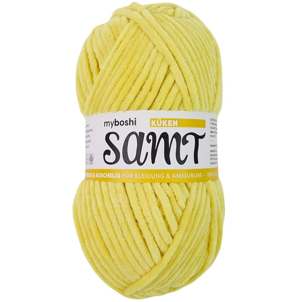 MYBOSHIYARNS Samt Fledgling - 100 g (3.53 oz) - 100 m (109 yds) - Bulky 5-Weight (Light Yellow)