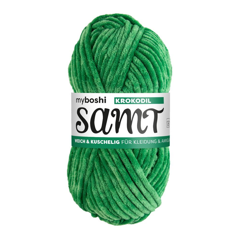 MYBOSHIYARNS Samt Crocodile - 100 g (3.53 oz) - 100 m (109 yds) - Bulky 5-Weight (Green)