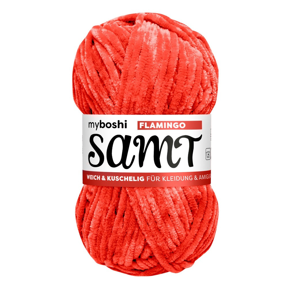 MYBOSHIYARNS Samt-Flamingo - 100 g (3.53 oz) - 100 m (109 yds) - Bulky 5-Weight (Orange)