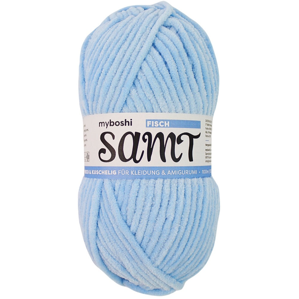 MYBOSHIYARNS Samt Fish - 100 g (3.53 oz) - 100 m (109 yds) - Bulky 5-Weight (Sky Blue)