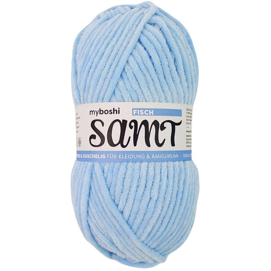 MYBOSHIYARNS Samt Fish - 100 g (3.53 oz) - 100 m (109 yds) - Bulky 5-Weight (Sky Blue)