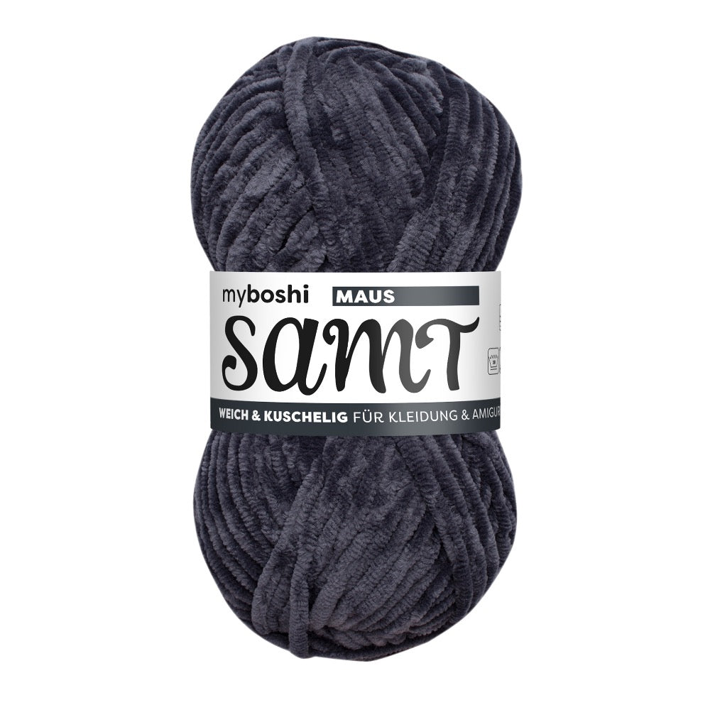 MYBOSHIYARNS Samt Mouse - 100 g (3.53 oz) - 100 m (109 yds) - Bulky 5-Weight (Grey)
