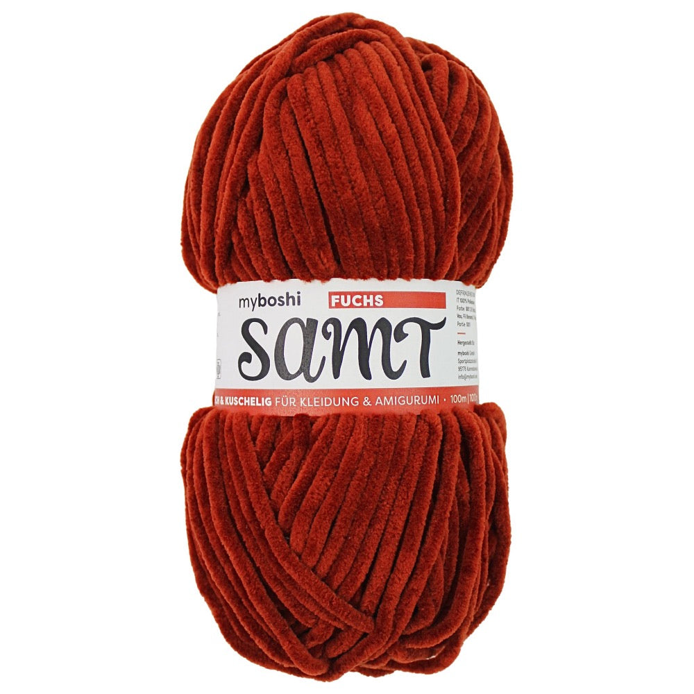 MYBOSHIYARNS Samt Fox - 100 g (3.53 oz) - 100 m (109 yds) - Bulky 5-Weight (Red Orange)