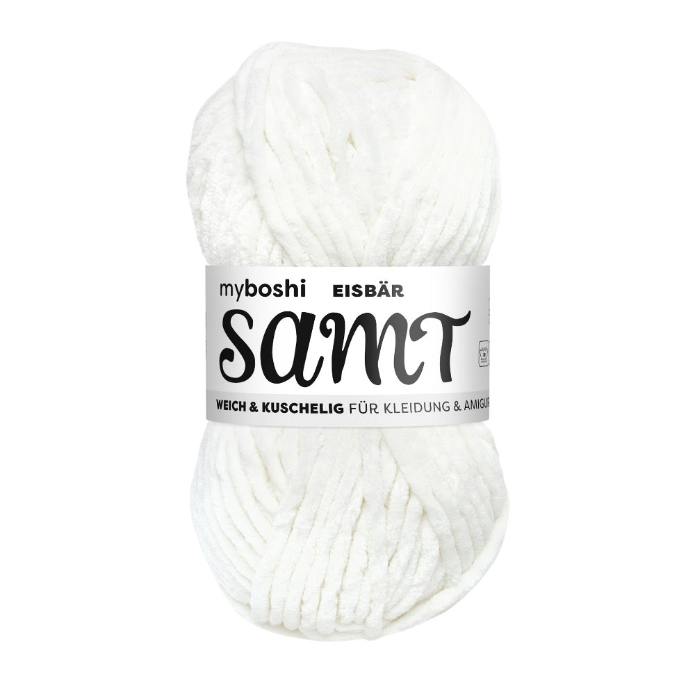 MYBOSHIYARNS Samt Polar Bear - 100 g (3.53 oz) - 100 m (109 yds) - Bulky 5-Weight (White)