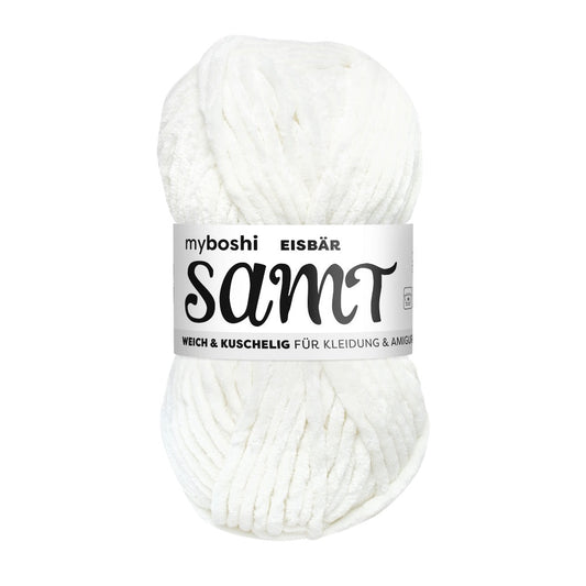 MYBOSHIYARNS Samt Polar Bear - 100 g (3.53 oz) - 100 m (109 yds) - Bulky 5-Weight (White)