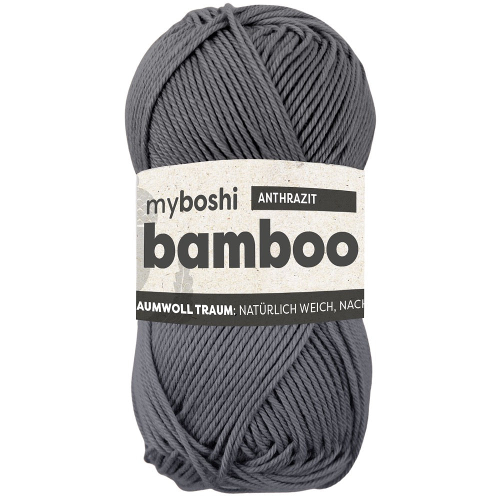 MYBOSHIYARNS Bamboo Anthracite - 50 g (1.76 oz) - 125 m (137 yds) - Super Fine 1-Weight (Grey)