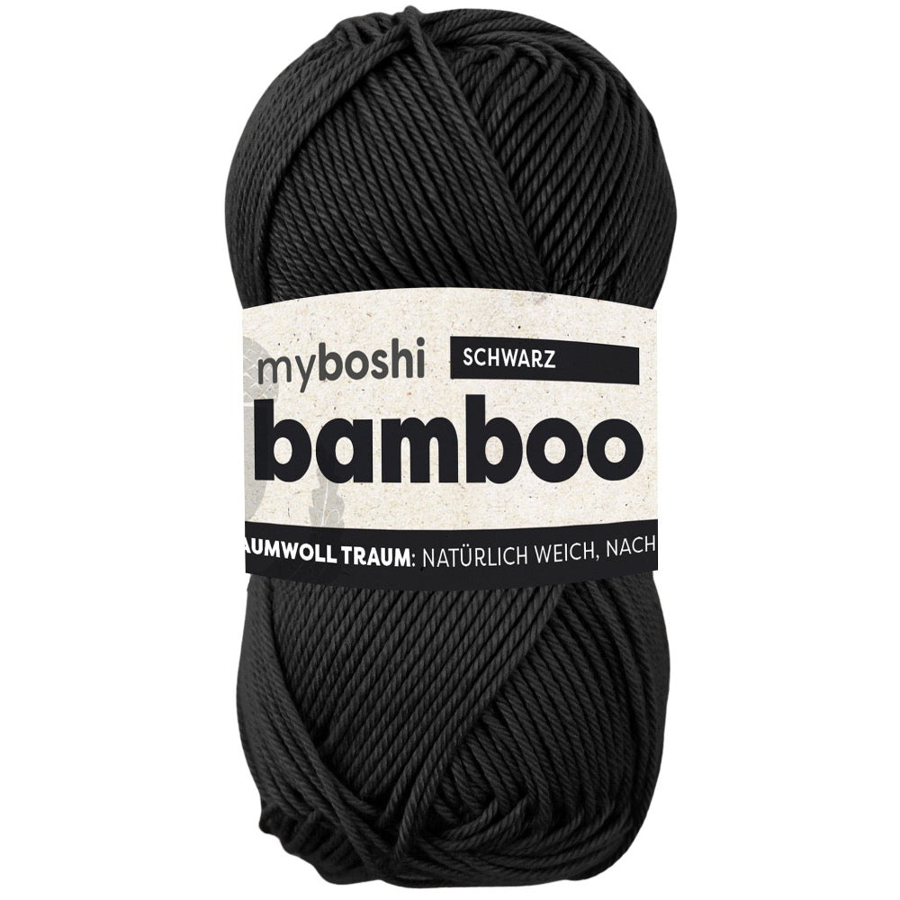 MYBOSHIYARNS Bamboo Black - 50 g (1.76 oz) - 125 m (137 yds) - Super Fine 1-Weight (Black)