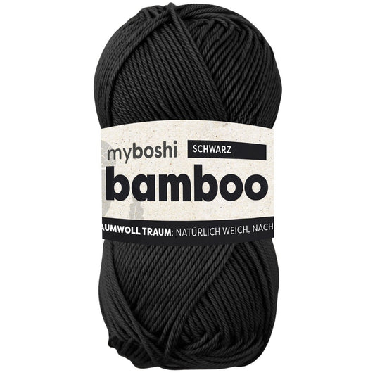 MYBOSHIYARNS Bamboo Black - 50 g (1.76 oz) - 125 m (137 yds) - Super Fine 1-Weight (Black)