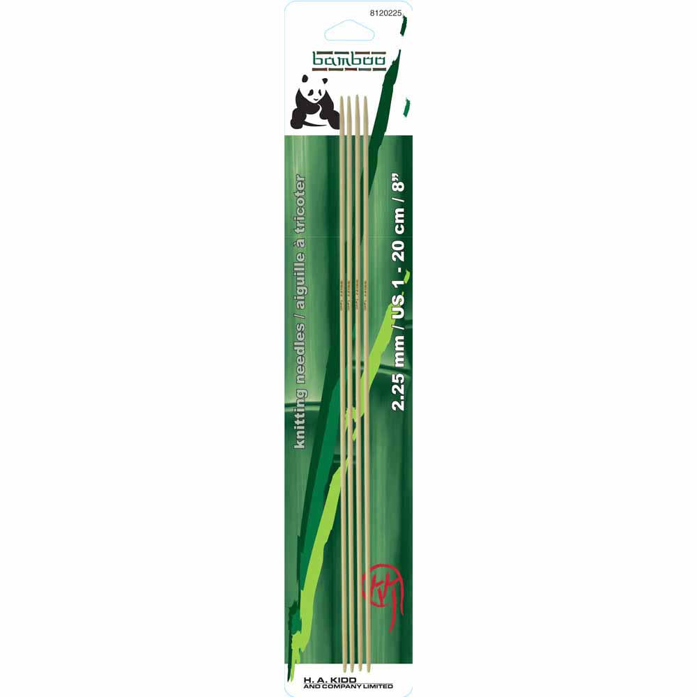 PANDA Double Point Knitting Needles 20cm (8") Bamboo - 2.25mm/US 1