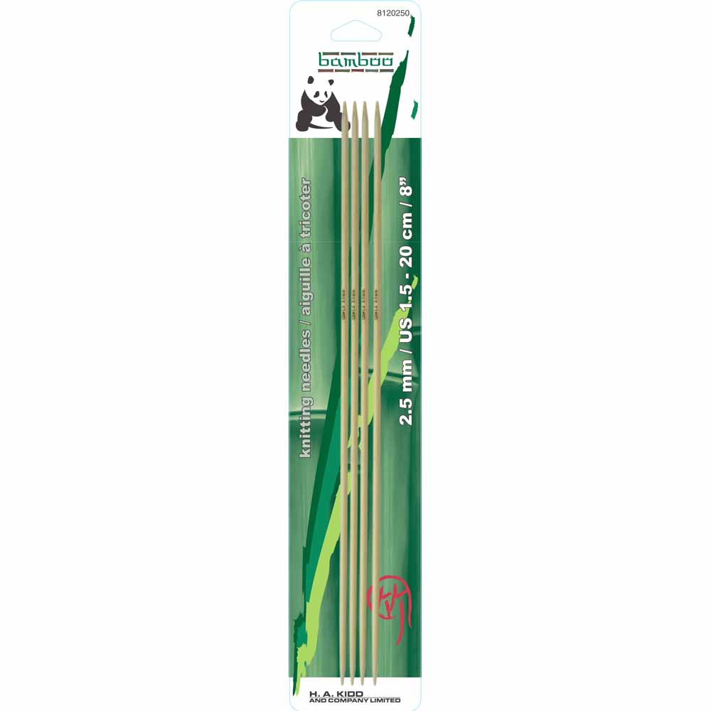 PANDA Double Point Knitting Needles 20cm (8") Bamboo - 2.5mm/US n/a