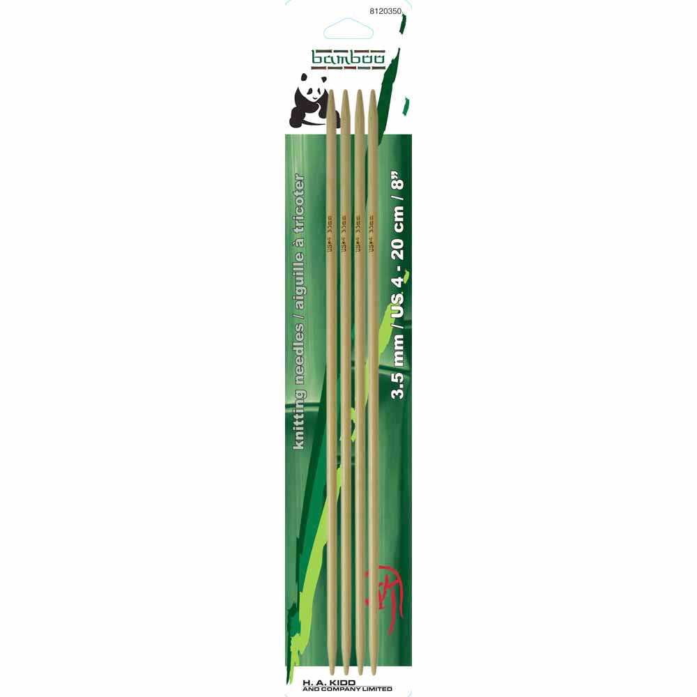 PANDA Double Point Knitting Needles 20cm (8") Bamboo - 3.5mm/US 4