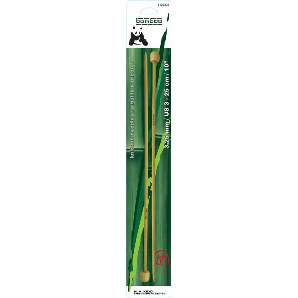 PANDA Single Point Knitting Needles 25cm (10") Bamboo - 3.25mm/US 3