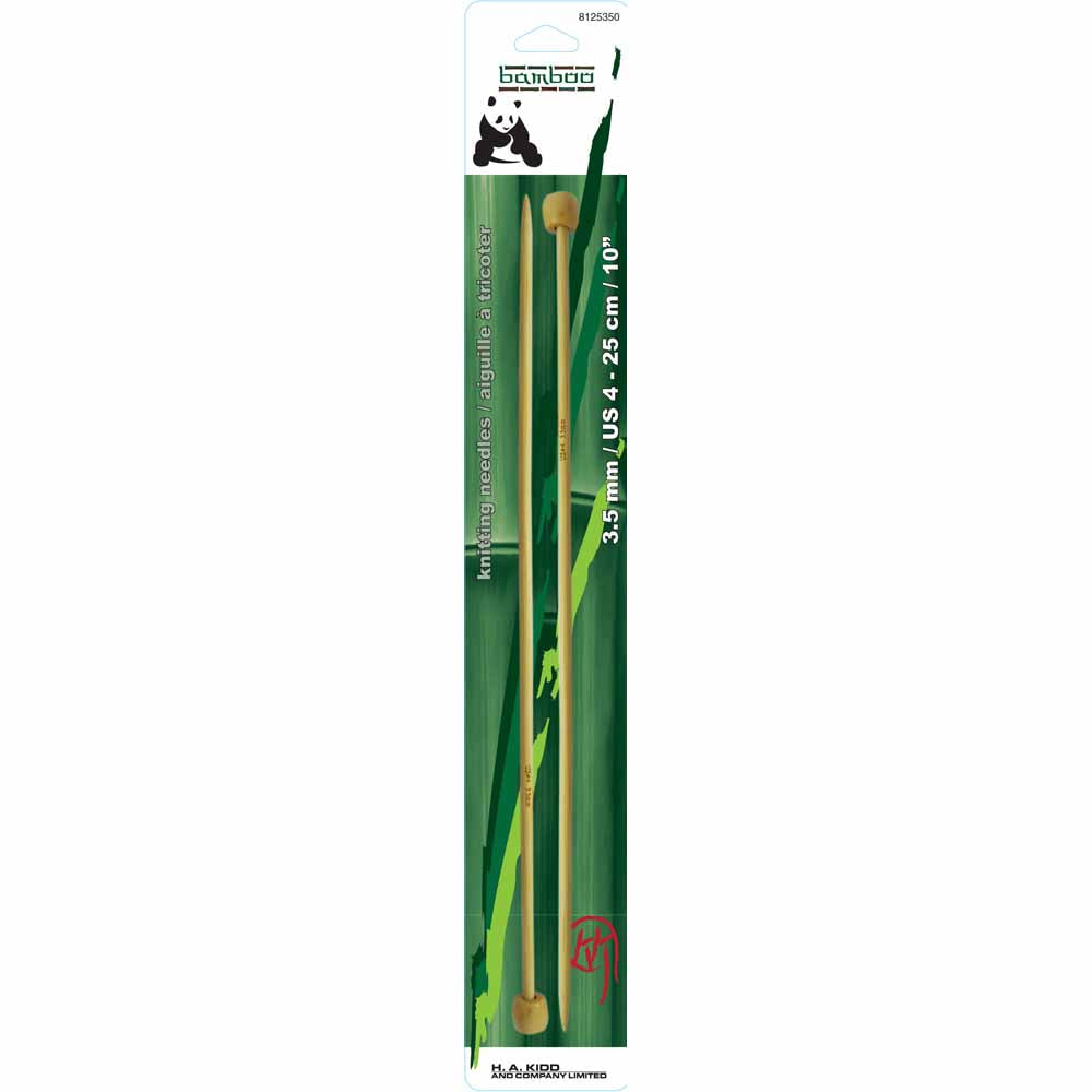 PANDA Single Point Knitting Needles 25cm (10") Bamboo - 3.5mm/US 4