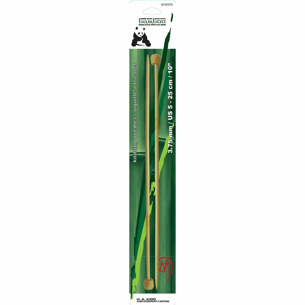PANDA Single Point Knitting Needles 25cm (10") Bamboo - 3.75mm/US 5