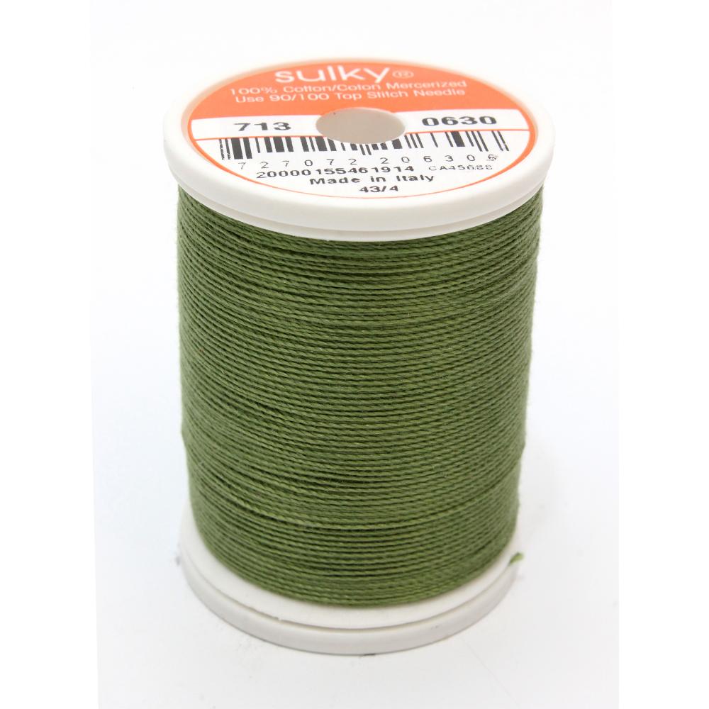 SULKY Cotton Solid Colour 12wt Thread 302m - Moss Green