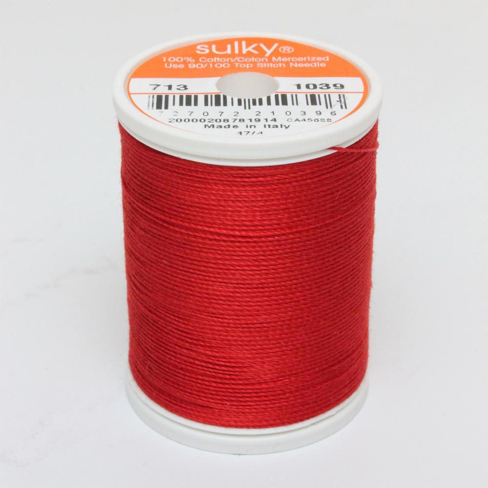 SULKY Cotton Solid Colour 12wt Thread 302m - True Red