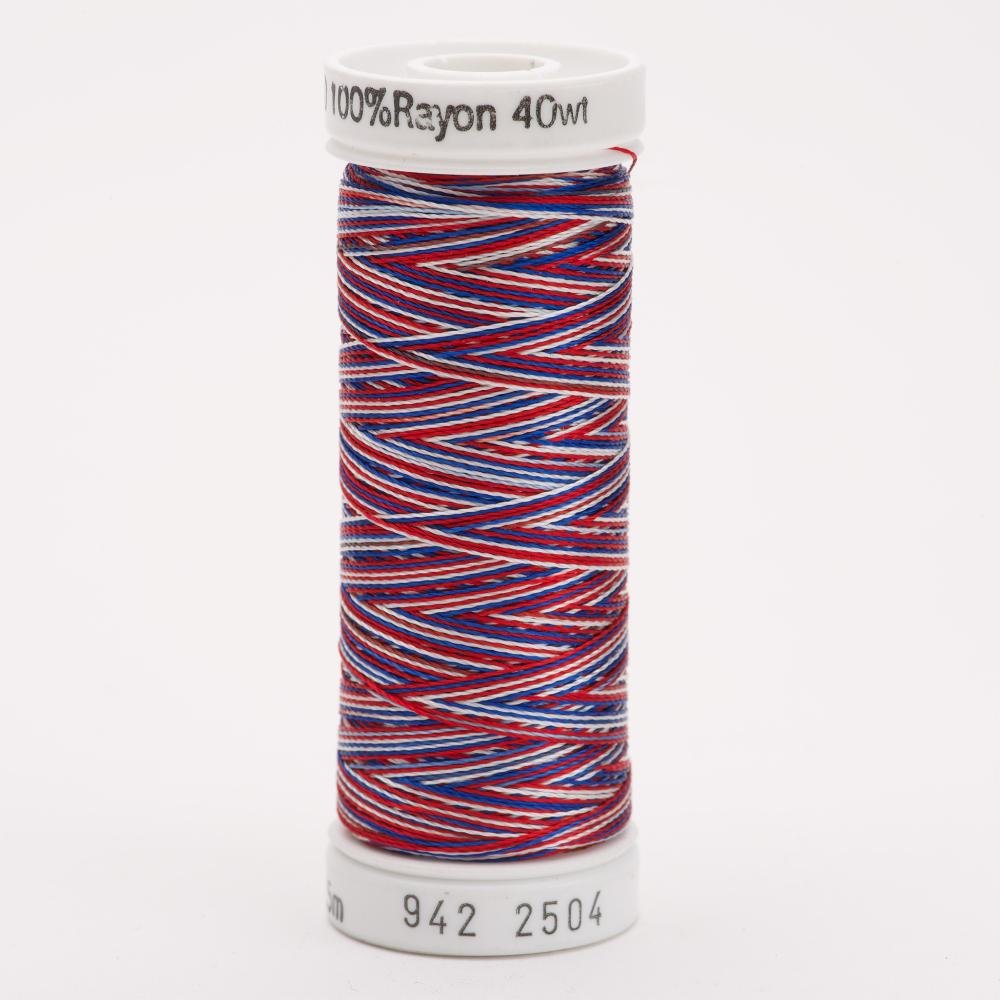 SULKY Rayon Multi Colour 40wt Thread 229m - Red/White/Blue