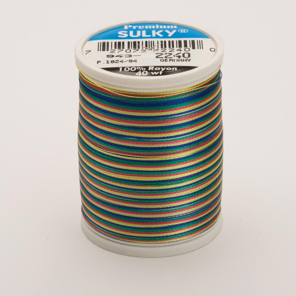 SULKY Rayon Multi Colour 40wt Thread 777m - Green/Coral/Blue/Yellow