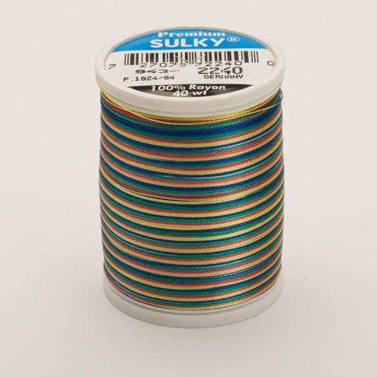 SULKY Rayon Multi Colour 40wt Thread 777m - Green/Coral/Blue/Yellow