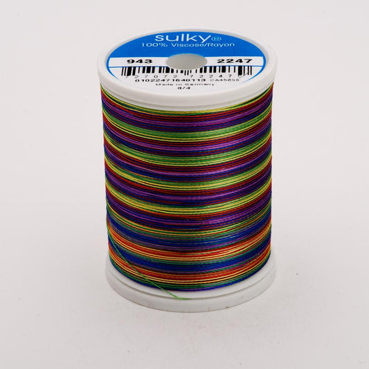 SULKY Rayon Multi Colour 40wt Thread 777m - Blue/Lavender/Red/Yellow/Green